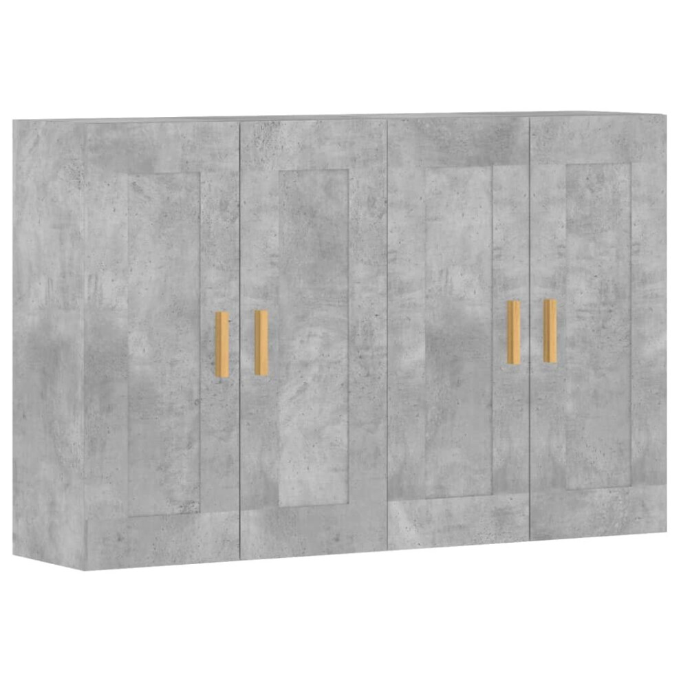 vidaXL Wall Mounted Cabinets Side Cabinet 2 pcs Concrete Grey Engineered Wood