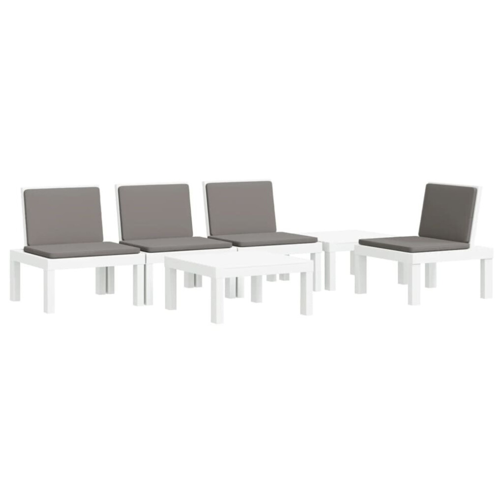vidaXL Garden Lounge Set Patio Table and Chairs with Cushions 6 Piece White PP