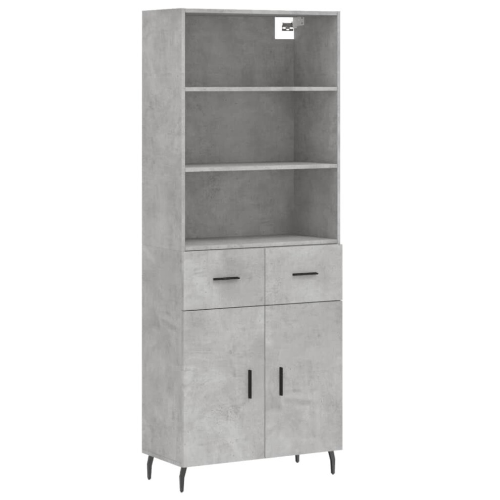 Vidaxl Highboard Sideboard Cupboard Side Cabinet Concrete Grey Engineered Wood