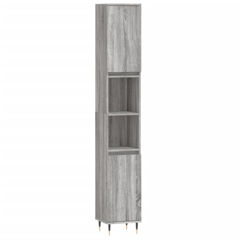 Vidaxl (Grey Sonoma) Bathroom Cabinet Vanity Unit Highboard Grey Sonoma Engineered Wood