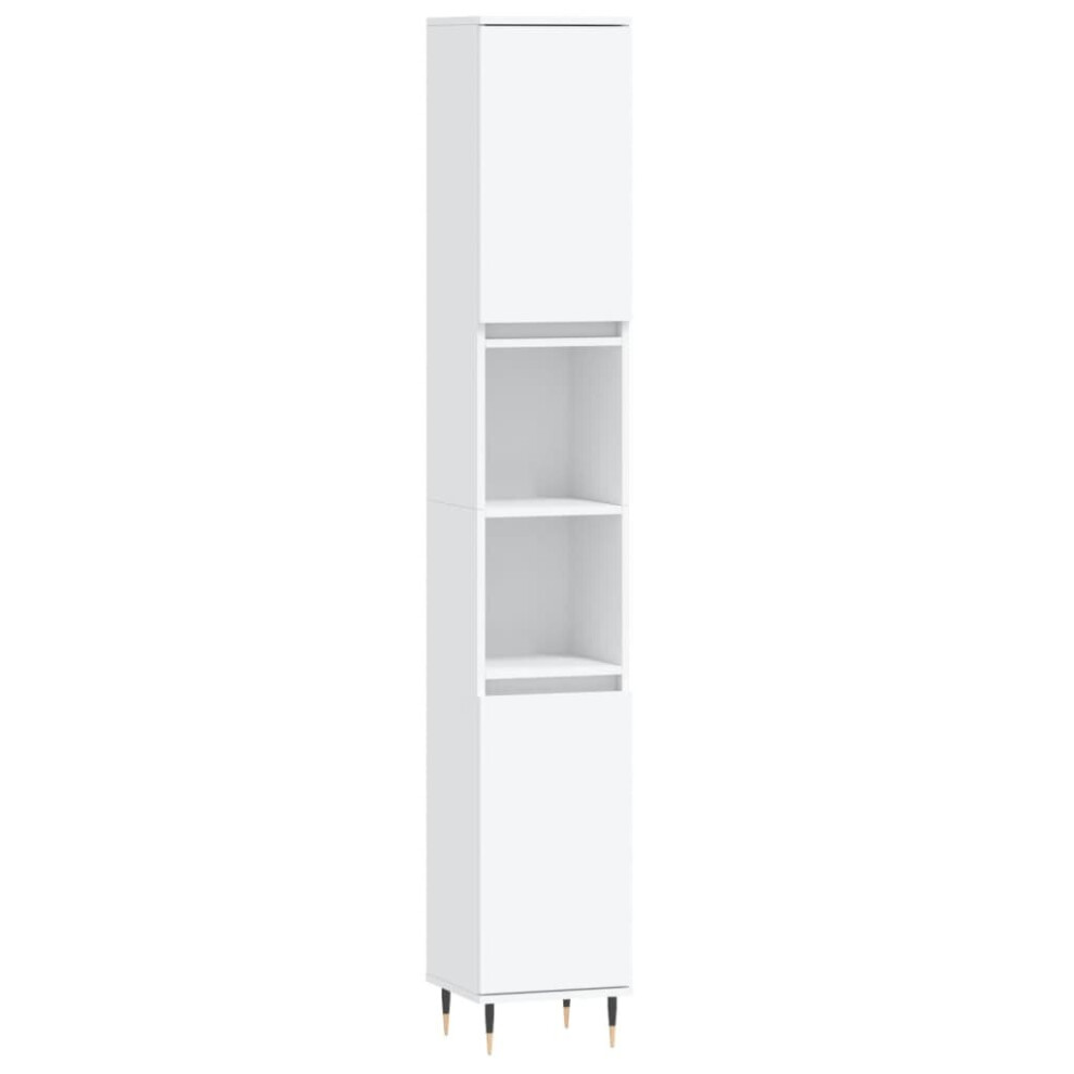 Vidaxl (White) Bathroom Cabinet Vanity Unit Highboard Grey Sonoma Engineered Wood
