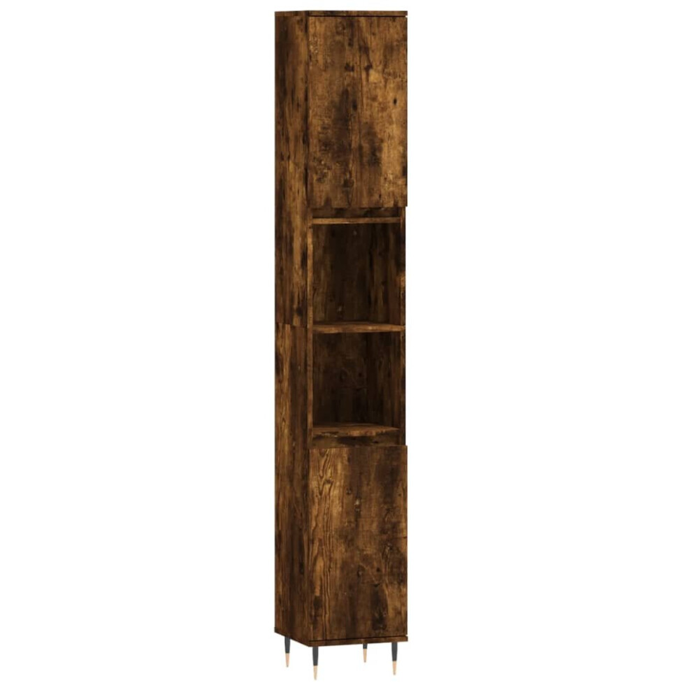 Vidaxl (Smoked Oak) Bathroom Cabinet Vanity Unit Highboard Grey Sonoma Engineered Wood