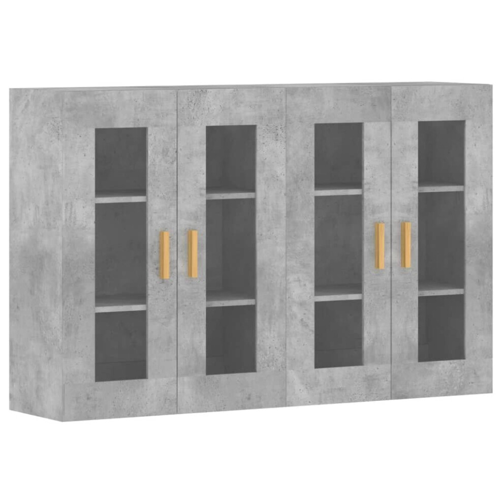 vidaXL Wall Mounted Cabinets Side Cabinet 2 pcs Concrete Grey Engineered Wood