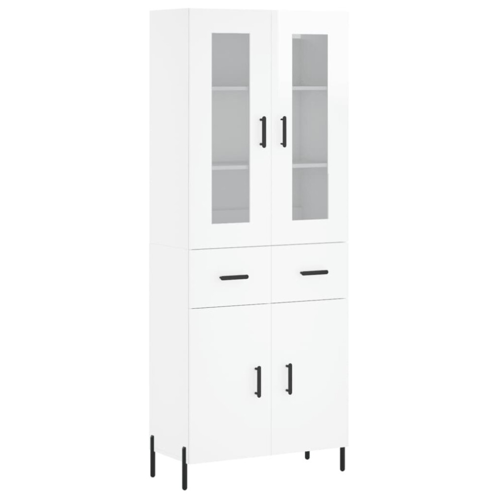 vidaXL Highboard Sideboard Cupboard Cabinet High Gloss White Engineered Wood