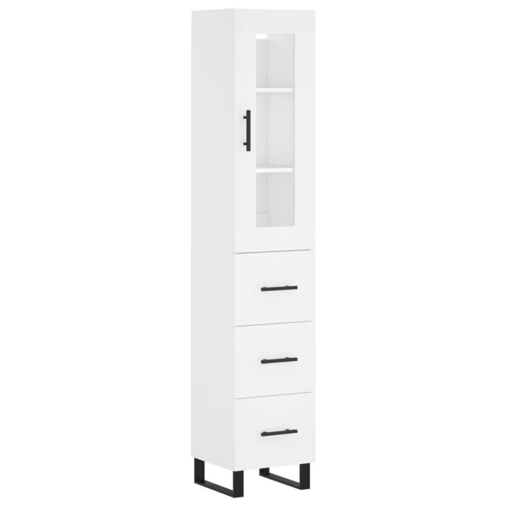Vidaxl (White, 3 Drawers) Highboard Sideboard Cupboard Side Board Storage Cabinet Engineered Wood