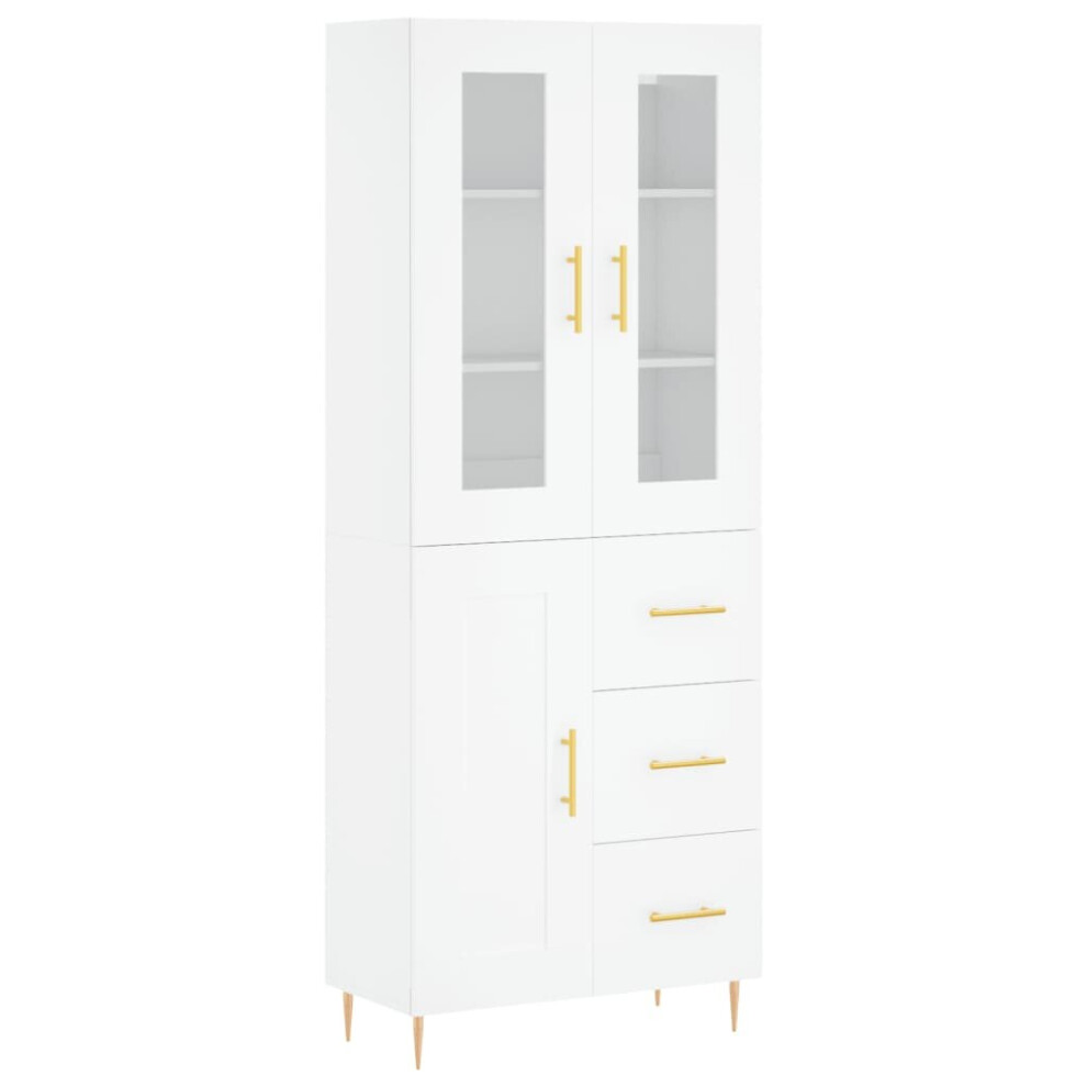 Vidaxl White Highboard Sideboard Cupboard Storage Cabinet Engineered Wood