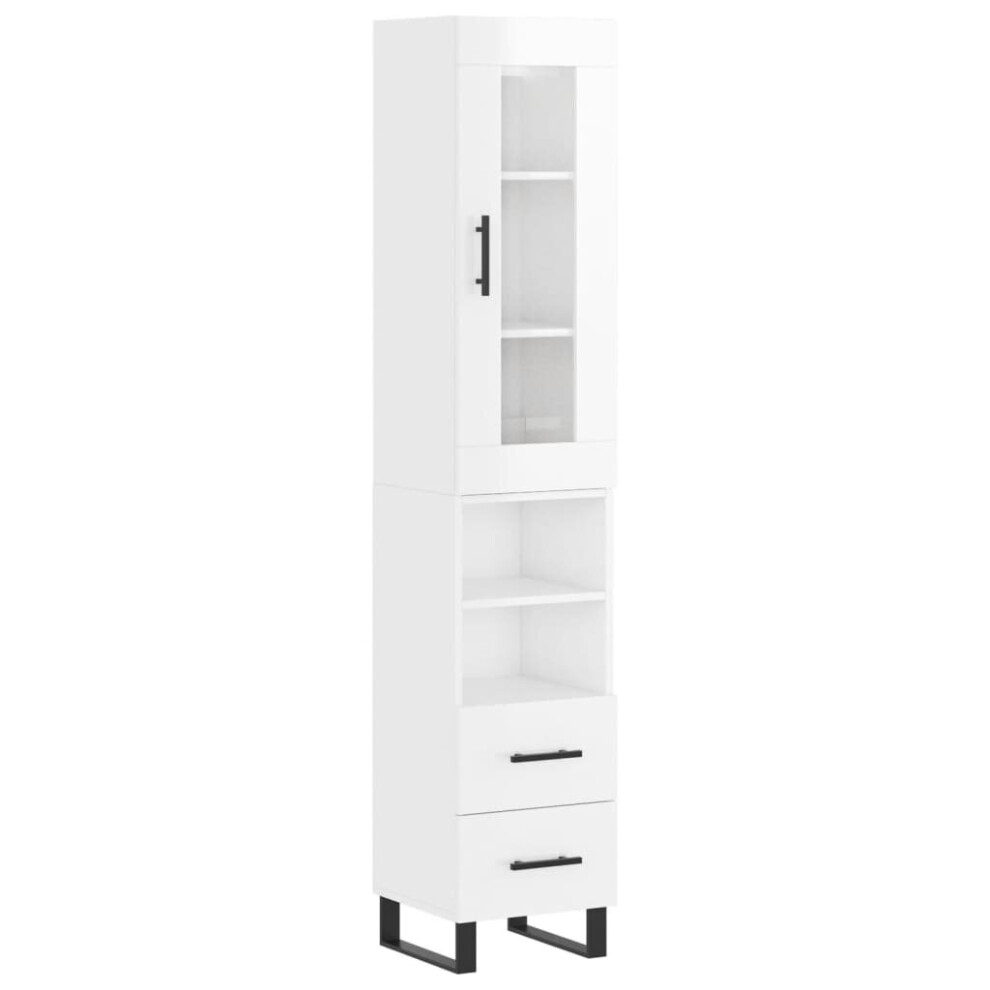 (high gloss white, 2 drawers 2 shelves) vidaXL Highboard Sideboard Cupboard Side Board Storage Cabinet Engineered Wood