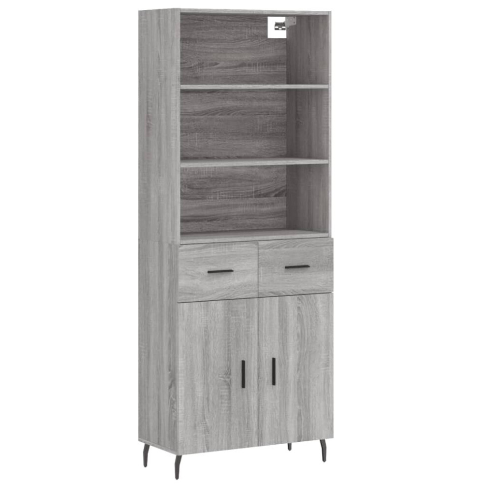 Vidaxl Highboard Sideboard Cupboard Side Cabinet Grey Sonoma Engineered Wood