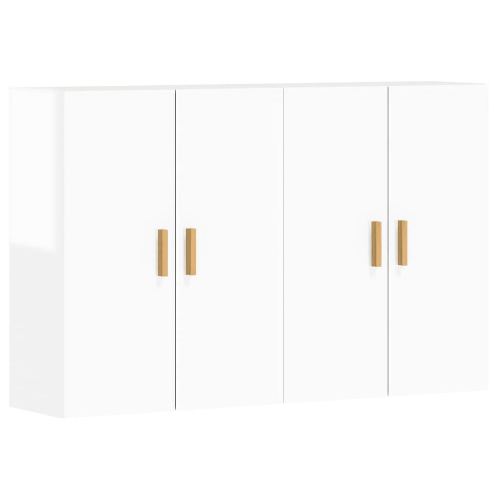 vidaXL Wall Mounted Cabinets Cupboard 2 pcs High Gloss White Engineered Wood