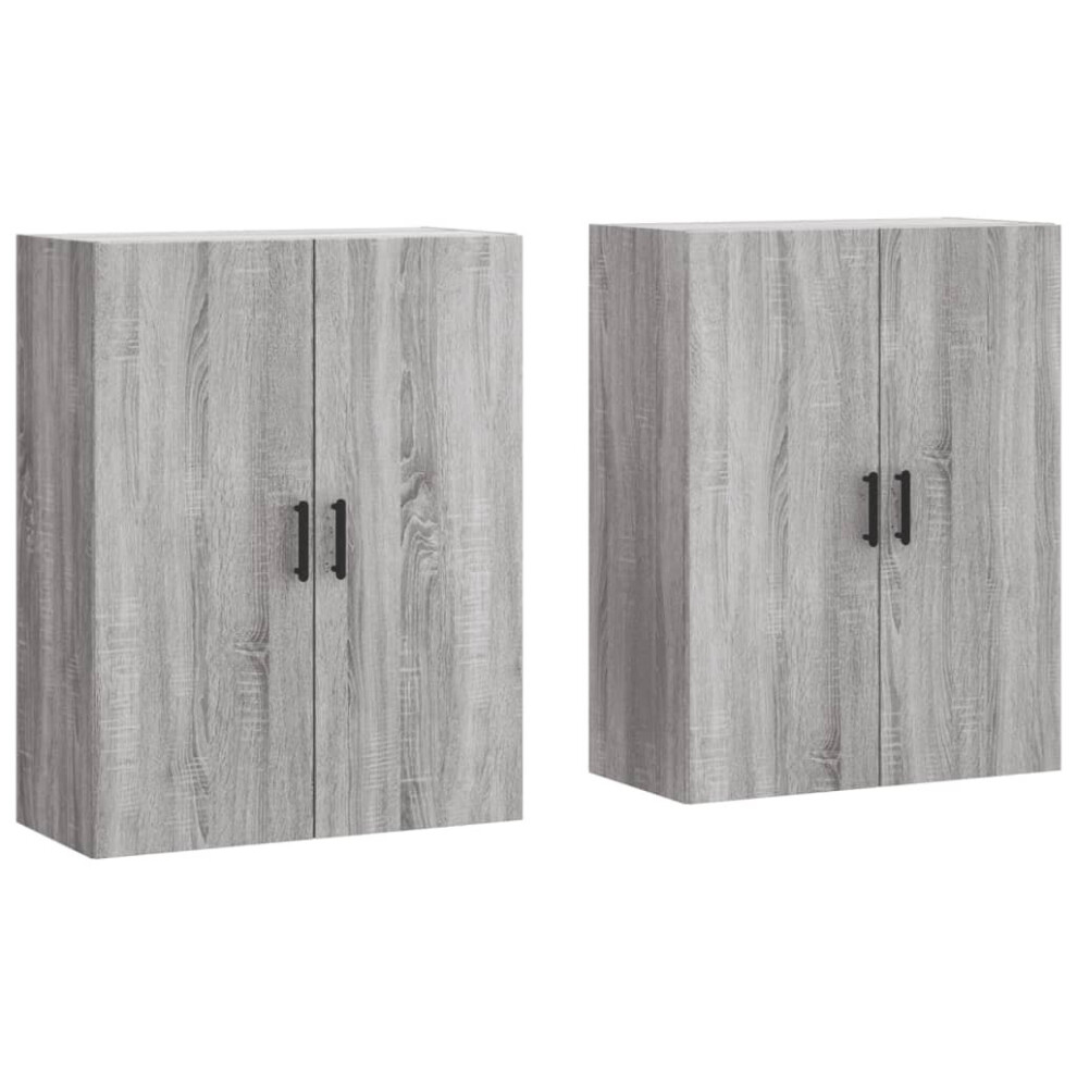 vidaXL Wall Mounted Cabinets Wall Cabinet Wall Cupboard 2 pcs Grey Sonoma