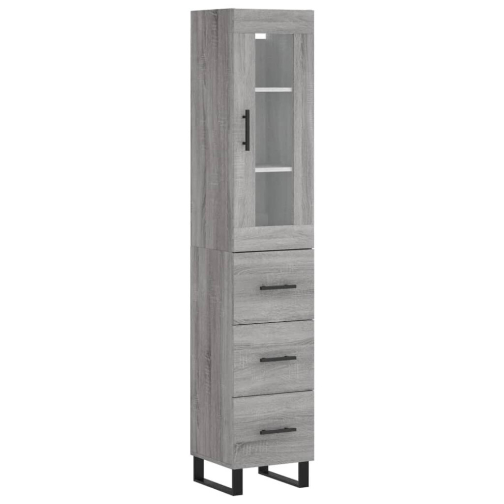 Vidaxl (Grey Sonoma, 3 Drawers) Highboard Sideboard Cupboard Side Board Storage Cabinet Engineered Wood