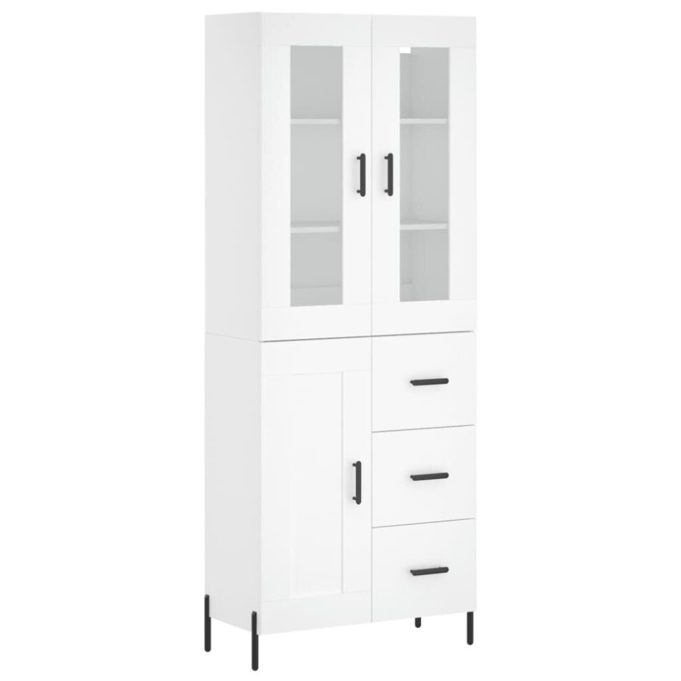 vidaXL Highboard Sideboard Cupboard Storage Cabinet White Engineered Wood