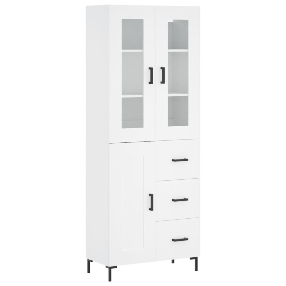 Vidaxl Highboard Sideboard Cupboard Storage Cabinet White Engineered Wood