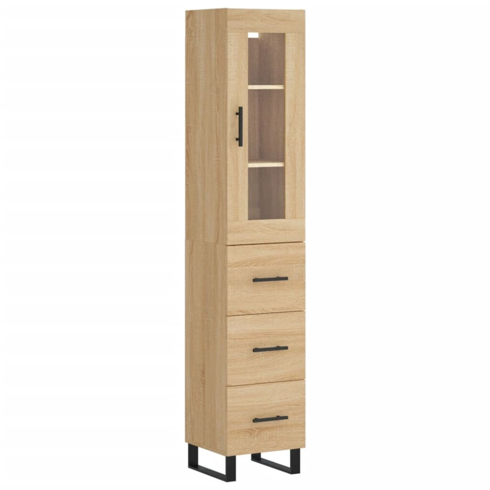 Vidaxl (Sonoma Oak, 3 Drawers) Highboard Sideboard Cupboard Side Board Storage Cabinet Engineered Wood