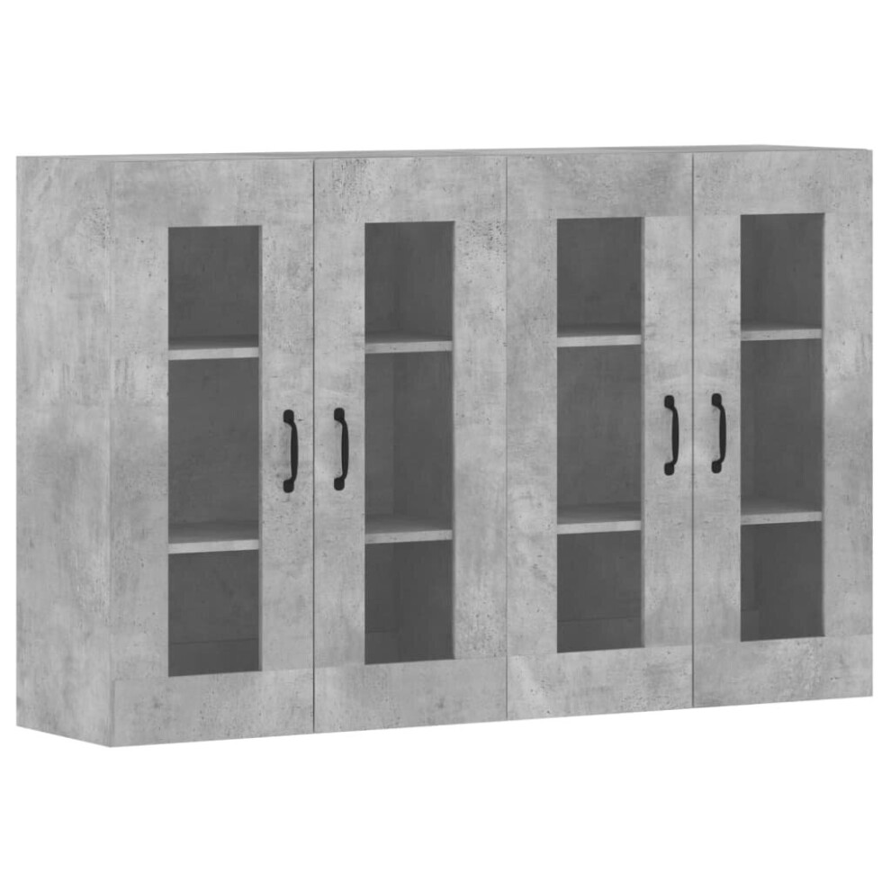 vidaXL Wall Mounted Cabinets Side Cabinet 2 pcs Concrete Grey Engineered Wood