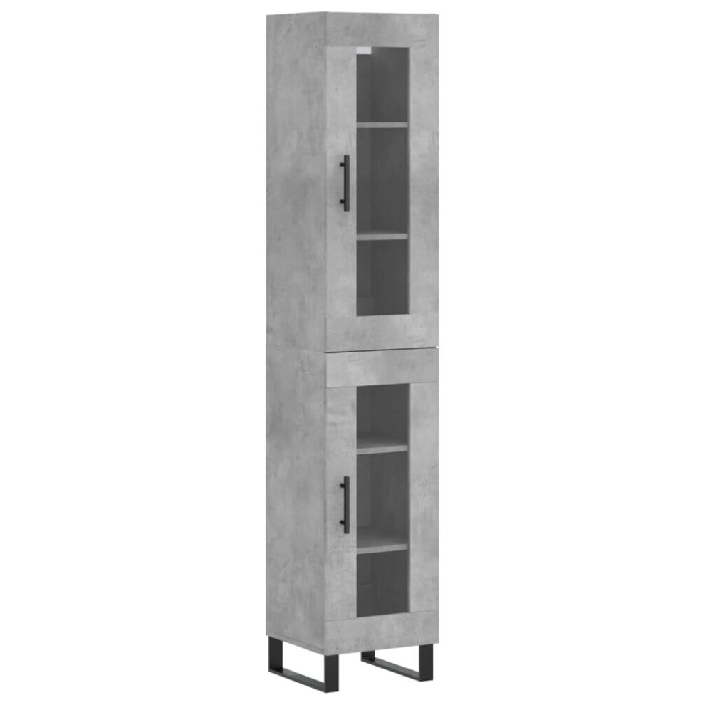 (concrete grey, 1 glass door) vidaXL Highboard Sideboard Cupboard Side Board Storage Cabinet Engineered Wood