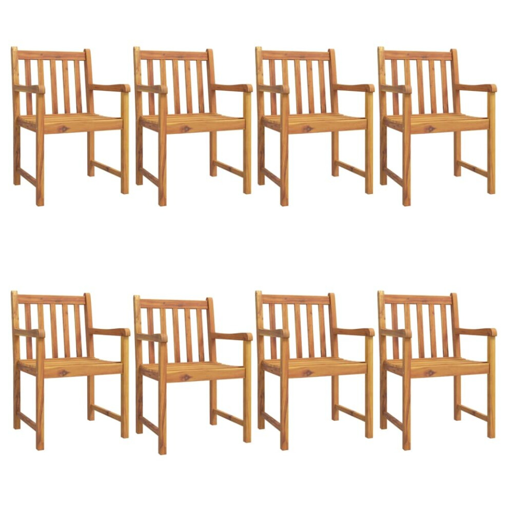 (8 pcs) vidaXL Garden Chairs Outdoor Stackable Dining Chair Armchair Solid Wood Teak