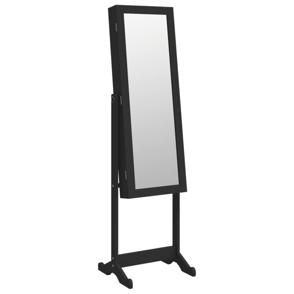 (black) vidaXL Mirror Jewellery Cabinet with LED Lights Free Standing Mirror White