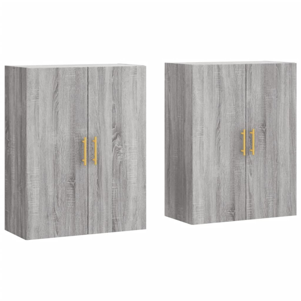 Vidaxl Wall Mounted Cabinets Bathroom Cupboard Side Cabinet 2 Pcs Grey Sonoma