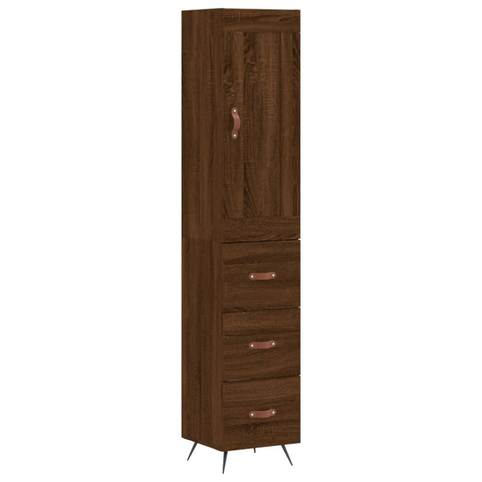 (brown oak, 3 drawers) vidaXL Highboard Sideboard Tall Storage Cabinet Side Cabinet Engineered Wood