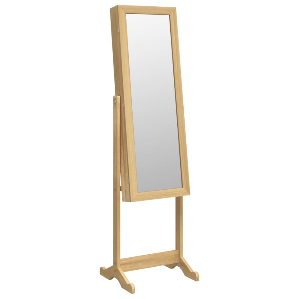 (brown) vidaXL Mirror Jewellery Cabinet With LED Lights Free Standing Mirror White