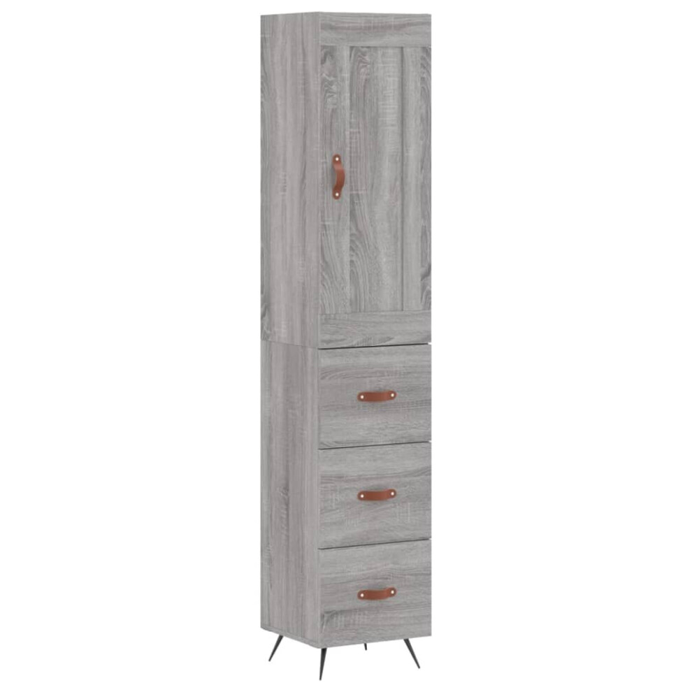 (grey sonoma, 3 drawers) vidaXL Highboard Sideboard Tall Storage Cabinet Side Cabinet Engineered Wood