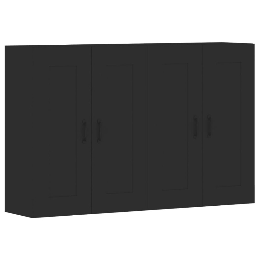 vidaXL Wall Mounted Cabinets Bathroom Cabinet 2 pcs Black Engineered Wood