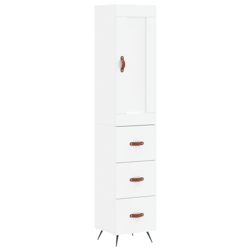 Vidaxl (, 3 Drawers) Highboard Sideboard Tall Storage Cabinet Side Cabinet Engineered Wood White