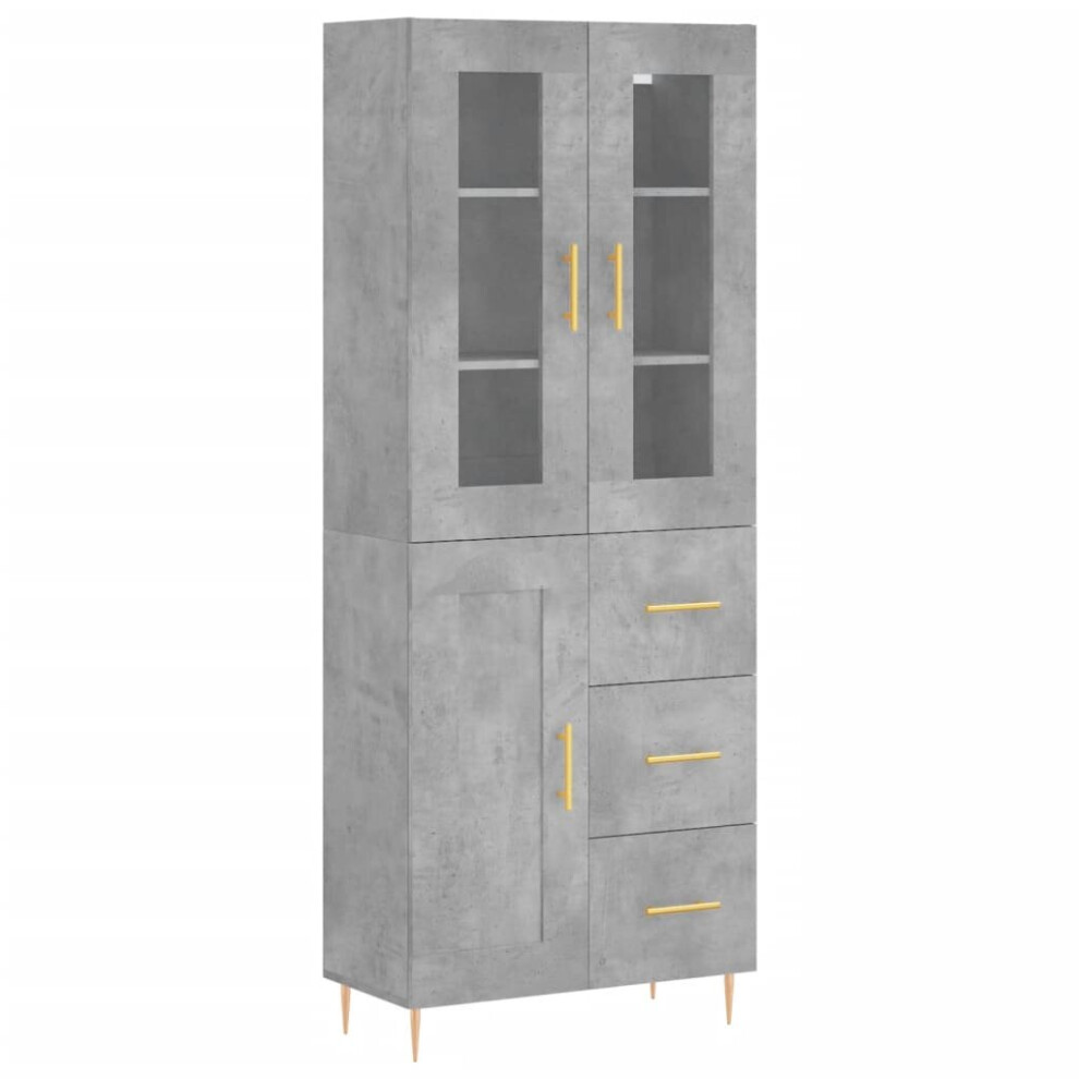 vidaXL Highboard Sideboard Cupboard Side Cabinet Concrete Grey Engineered Wood