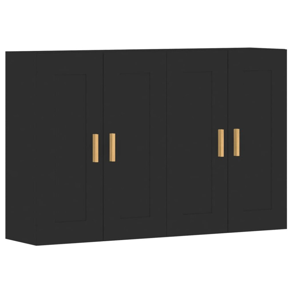 vidaXL Wall Mounted Cabinets Bathroom Cabinet 2 pcs Black Engineered Wood