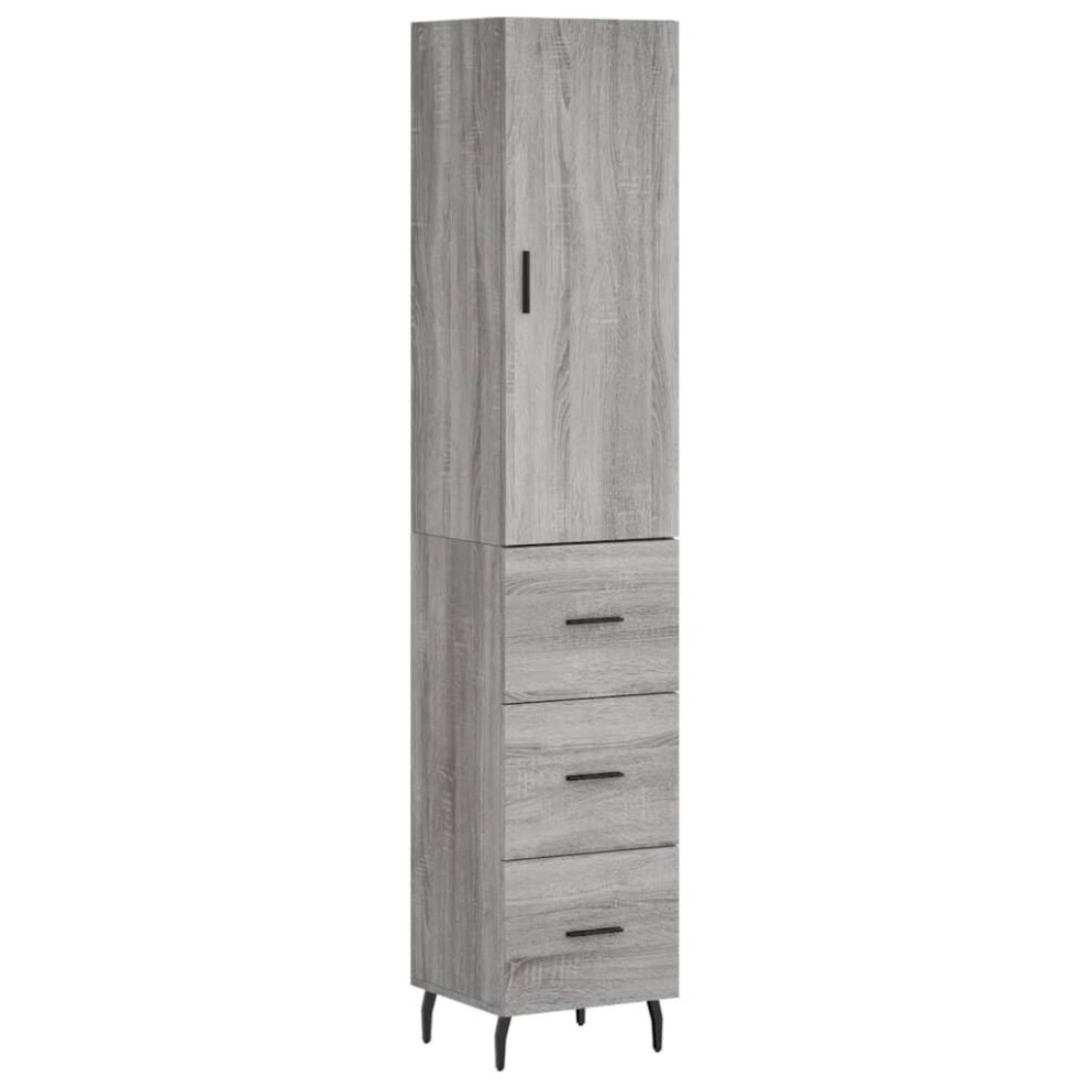 Vidaxl (Grey Sonoma, 3 Drawers) Highboard Sideboard Cupboard Side Board Storage Cabinet Engineered Wood