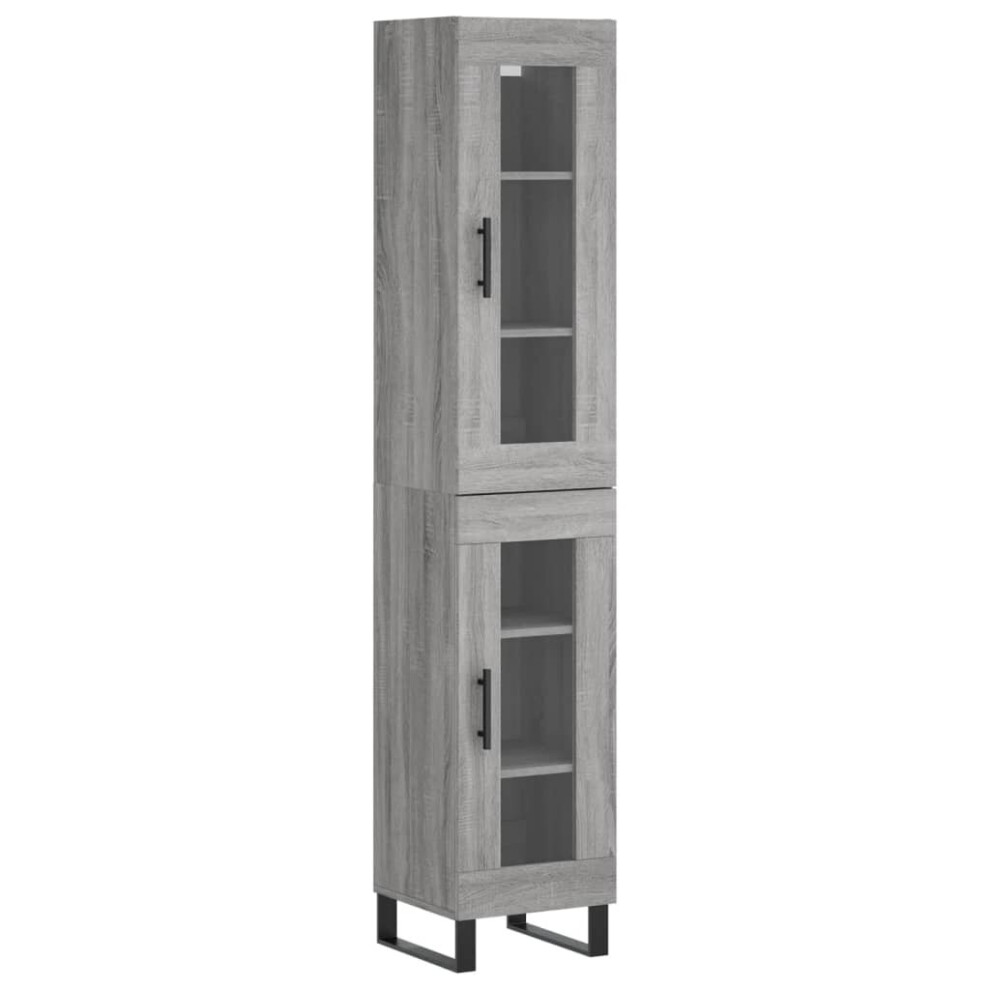 (grey sonoma, 1 glass door) vidaXL Highboard Sideboard Cupboard Side Board Storage Cabinet Engineered Wood