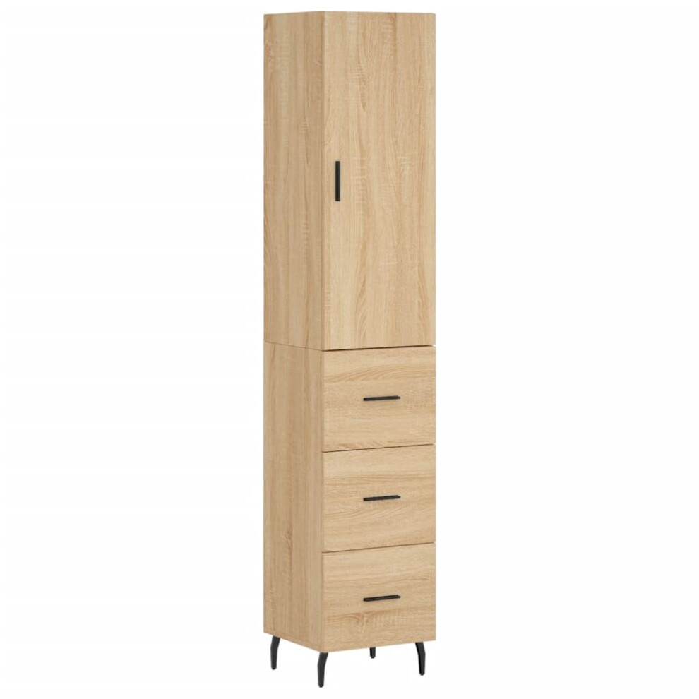 Vidaxl (Sonoma Oak, 3 Drawers) Highboard Sideboard Cupboard Side Board Storage Cabinet Engineered Wood