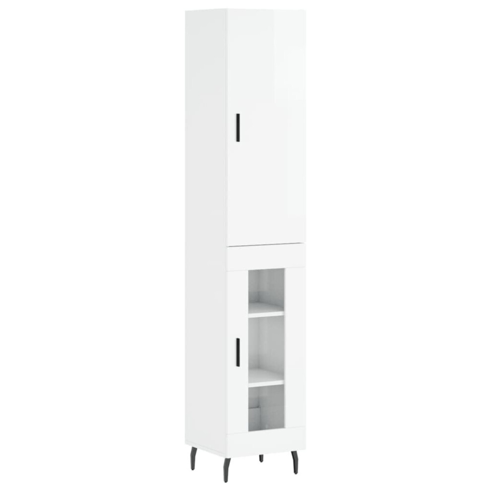 (high gloss white, 1 glass door) vidaXL Highboard Sideboard Cupboard Side Board Storage Cabinet Engineered Wood