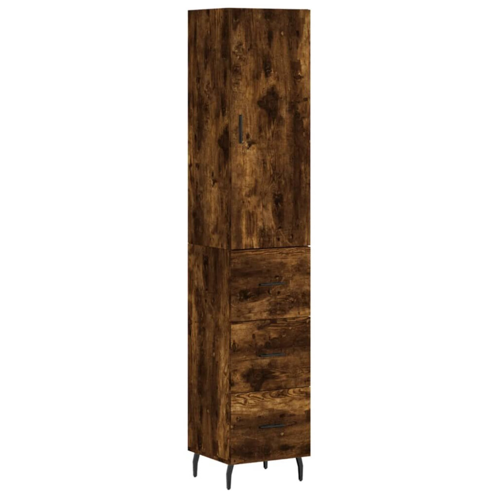 Vidaxl (Smoked Oak, 3 Drawers) Highboard Sideboard Cupboard Side Board Storage Cabinet Engineered Wood