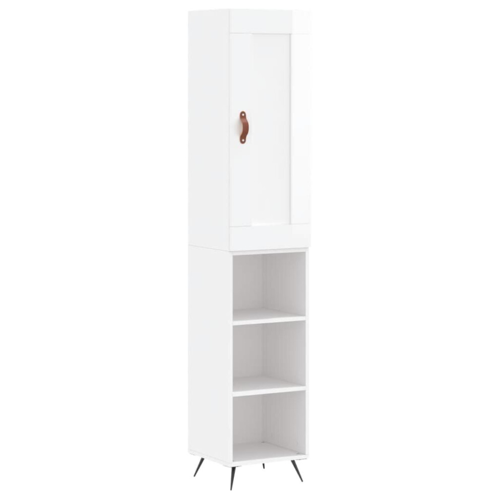 (high gloss white, 3 shelves) vidaXL Highboard Sideboard Tall Storage Cabinet Side Cabinet Engineered Wood