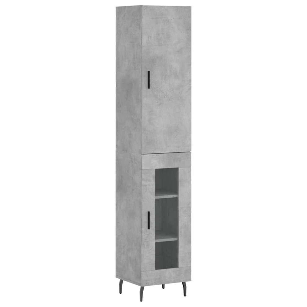 (concrete grey, 1 glass door) vidaXL Highboard Sideboard Cupboard Side Board Storage Cabinet Engineered Wood