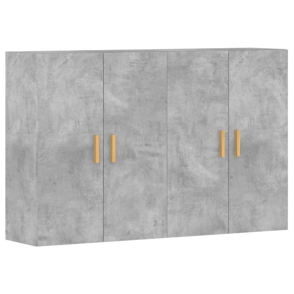 vidaXL Wall Mounted Cabinets Side Cabinet 2 Pcs Concrete Grey Engineered Wood