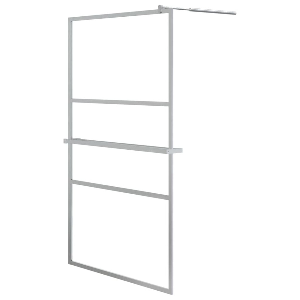 Vidaxl (Chrome, 115 X 195 Cm/Frosted) Walk-In Shower Wall Bath Enclosure With Shelf Esg Glass And Aluminium