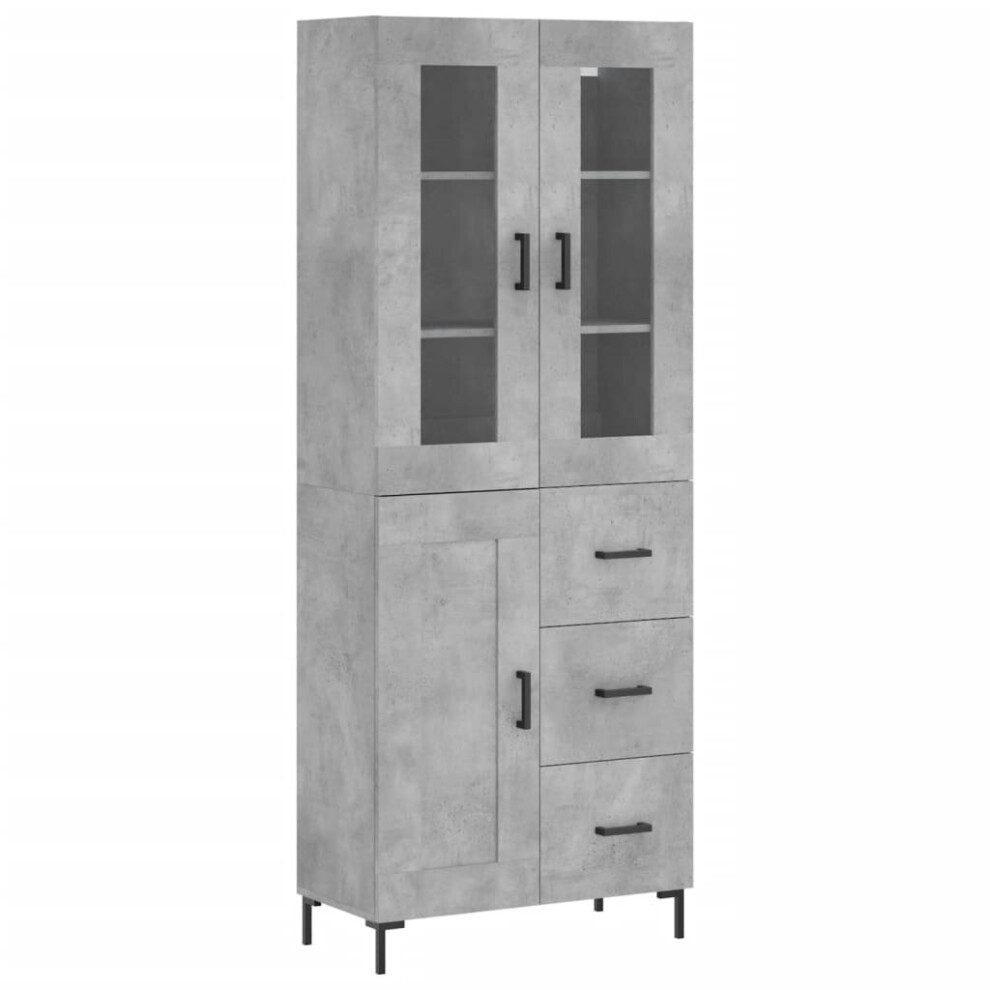 Vidaxl Highboard Sideboard Cupboard Side Cabinet Concrete Grey Engineered Wood