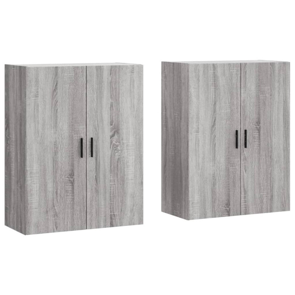 vidaXL Wall Mounted Cabinets Wall Cabinet Wall Cupboard 2 pcs Grey Sonoma