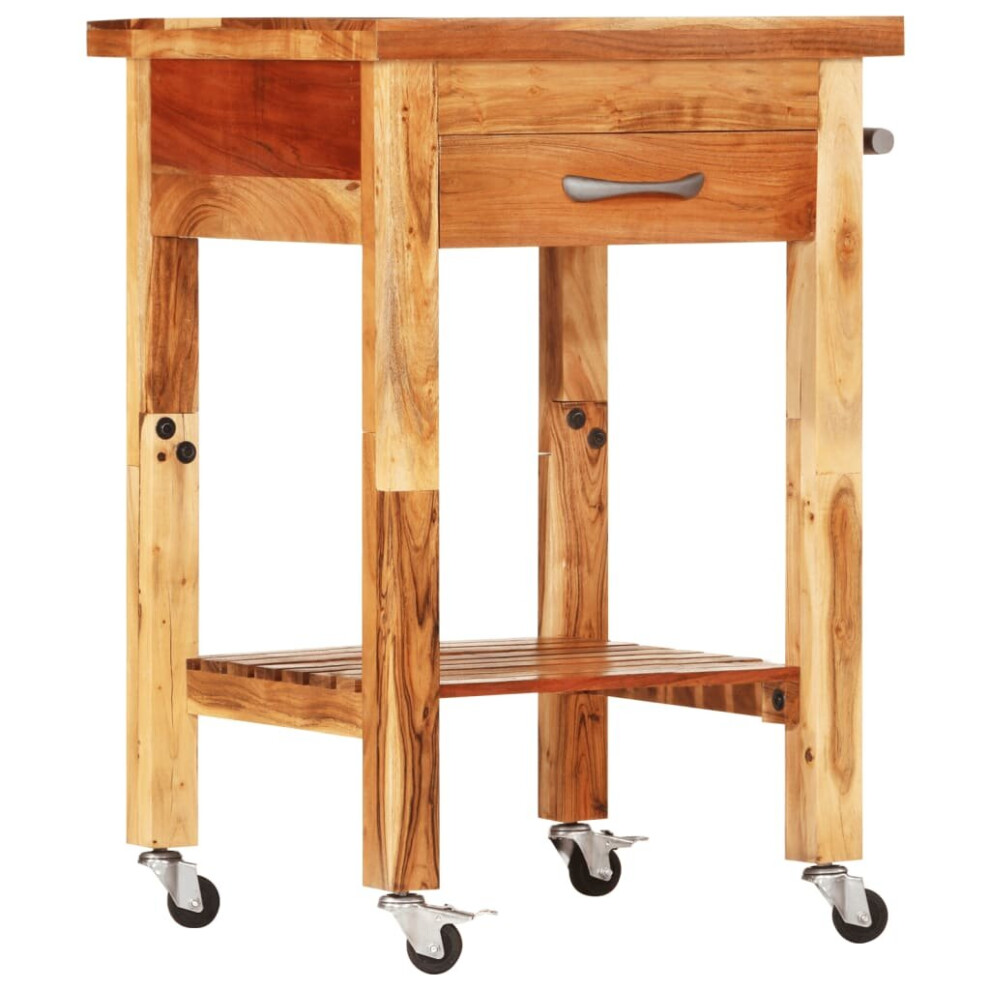 vidaXL Kitchen Trolley Rolling Cart Storage Cart Trolley Solid Wood Acacia