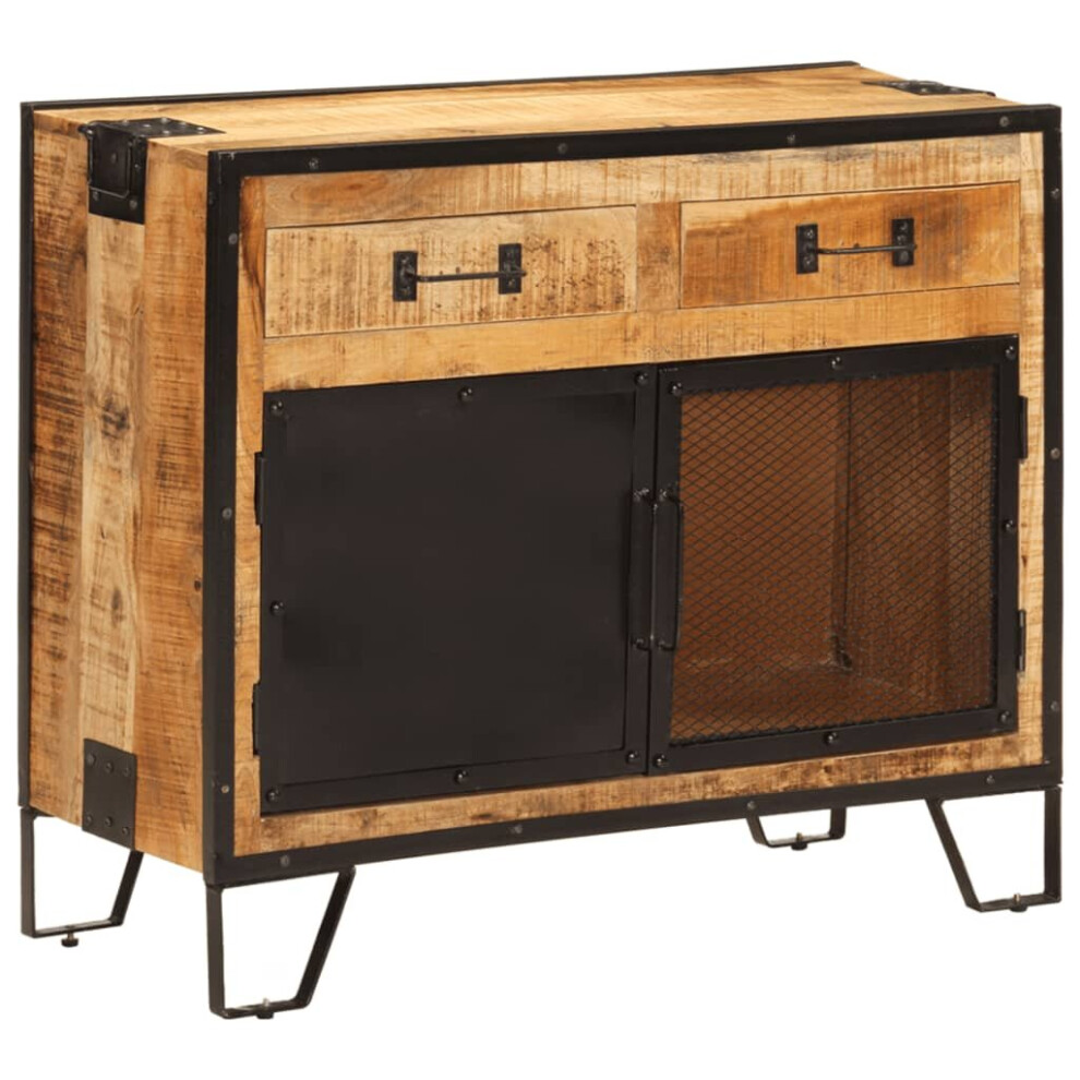 Vidaxl Sideboard Storage Cabinet Cupboard Solid Rough Wood Mango And Metal