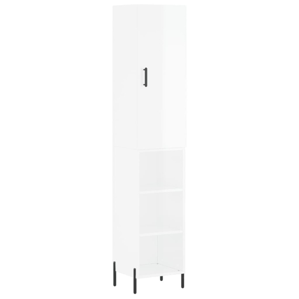 vidaXL Highboard Sideboard Storage Cabinet High Gloss White Engineered Wood