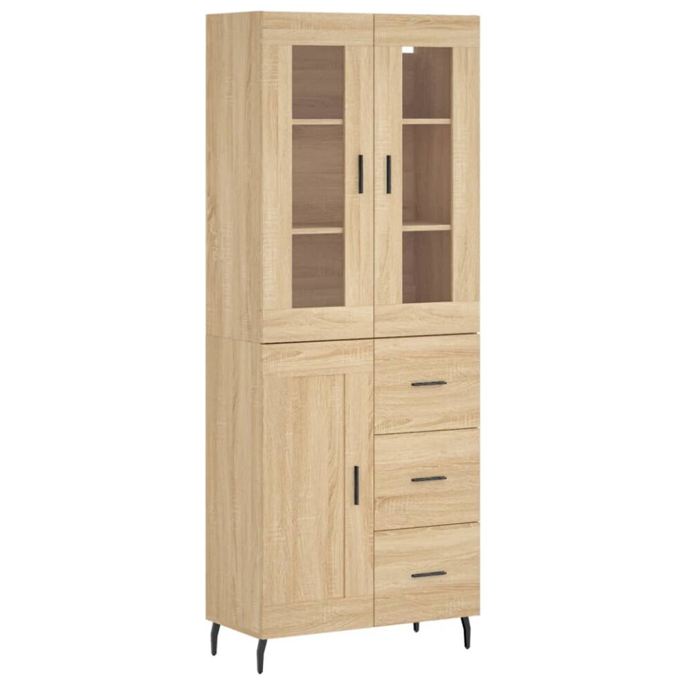 Vidaxl Highboard Sideboard Cupboard Storage Cabinet Sonoma Oak Engineered Wood
