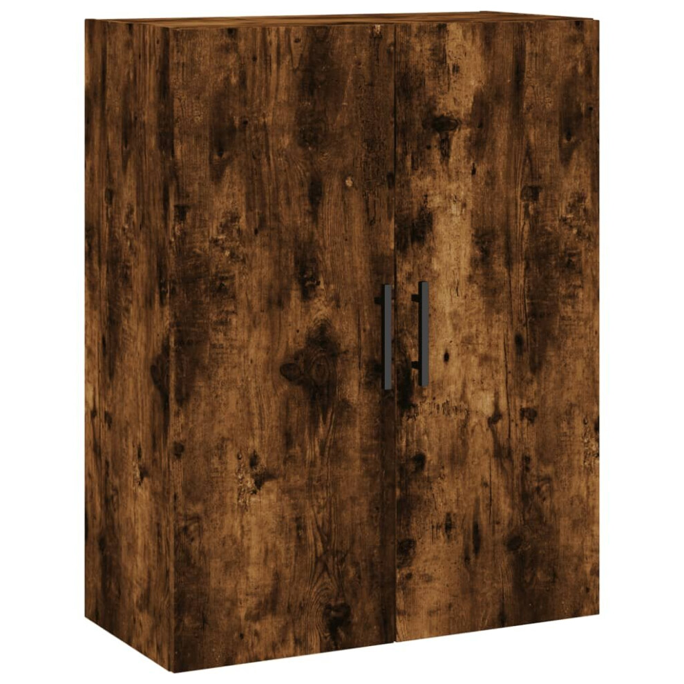Vidaxl (Smoked Oak) Wall Mounted Cabinet Display Cabinet High Gloss White Engineered Wood