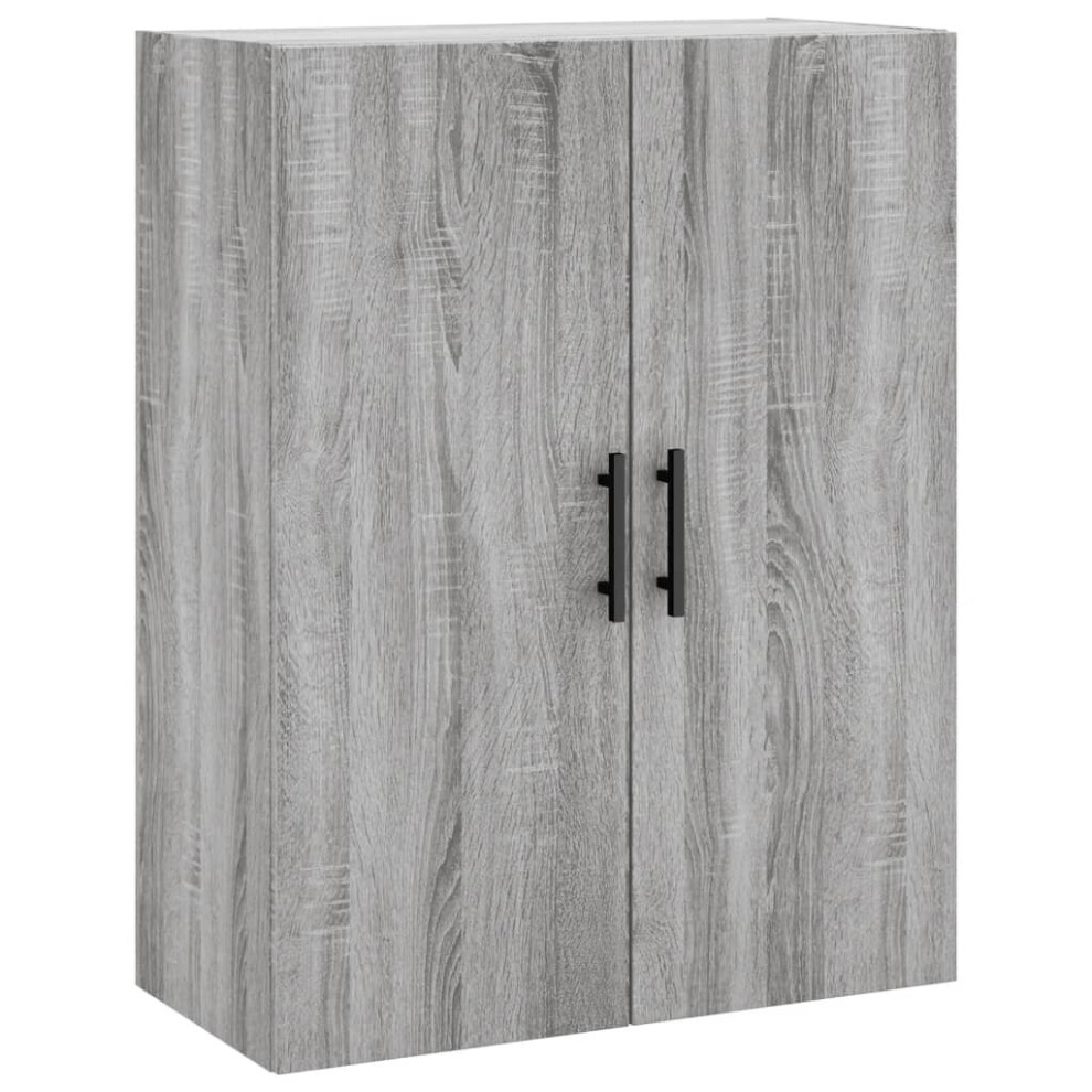 Vidaxl (Grey Sonoma) Wall Mounted Cabinet Display Cabinet High Gloss White Engineered Wood White,Grey