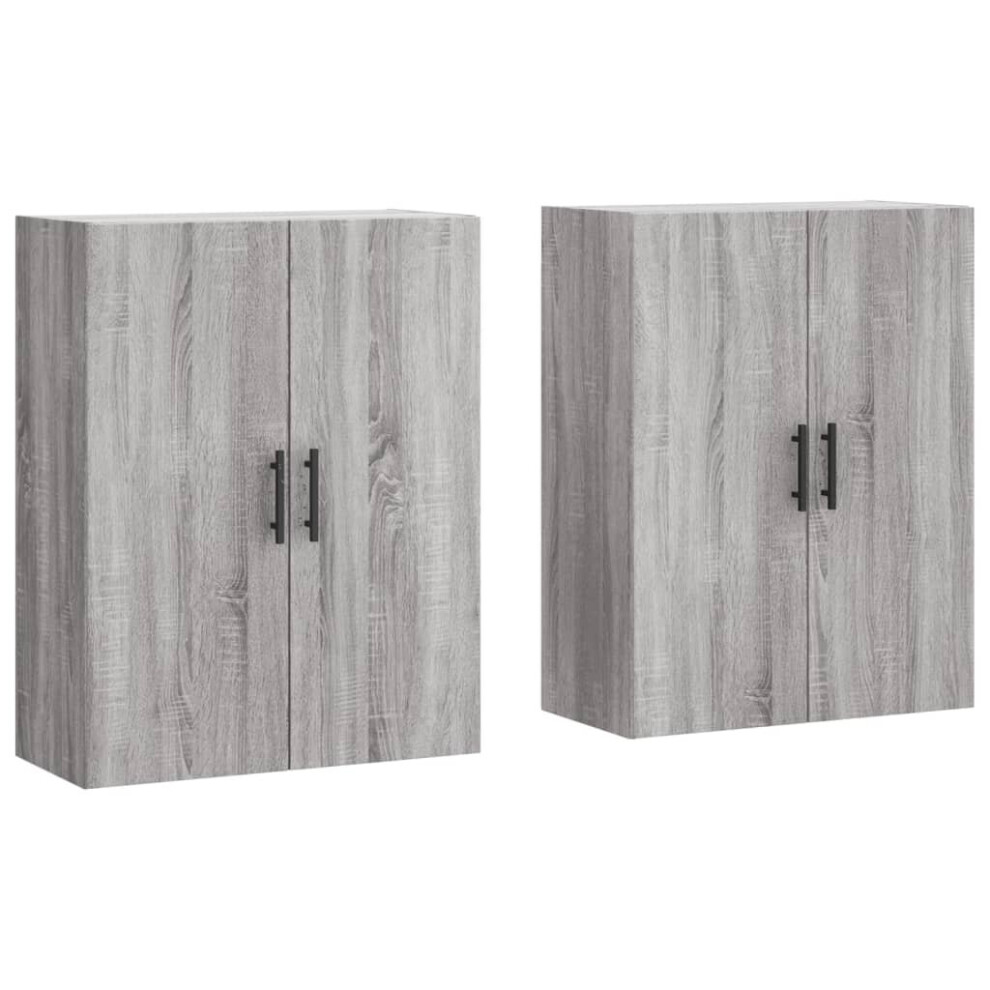 vidaXL Wall Mounted Cabinets Storage Cabinet Display Cabinet 2 pcs Grey Sonoma