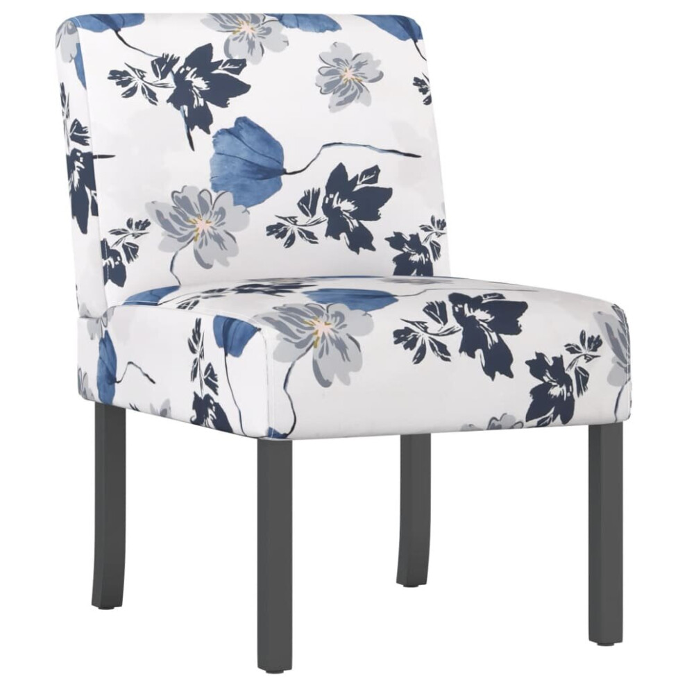 vidaXL Slipper Chair Accent Chair Fabric Chair Sofa Chair Blue Flower Fabric