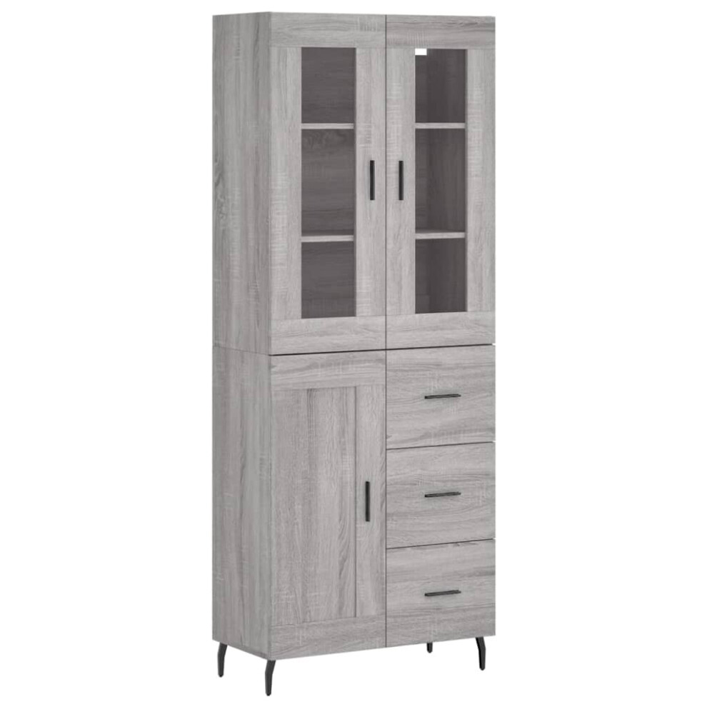 Vidaxl Highboard Sideboard Cupboard Side Cabinet Grey Sonoma Engineered Wood